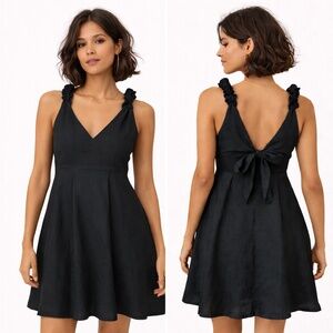 Sézane Lizon Black Linen Dress